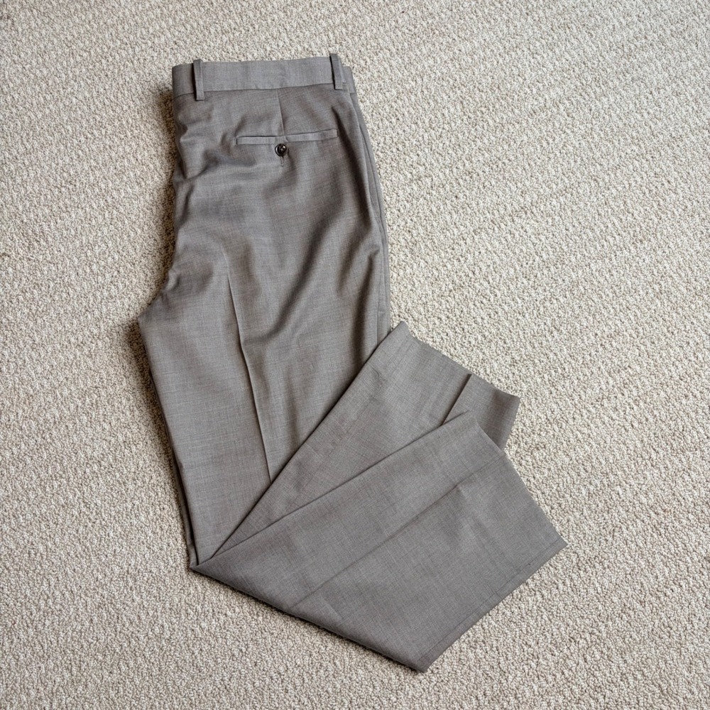 Peter Millar Mens Grey Wool Blend Flat Front Dress Pants 34R Made in Canada